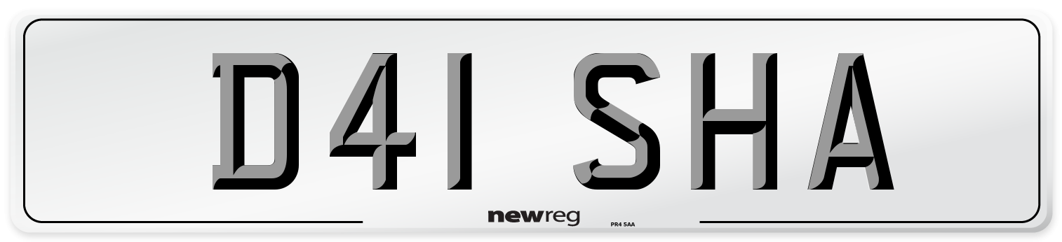 D41 SHA Number Plate from New Reg